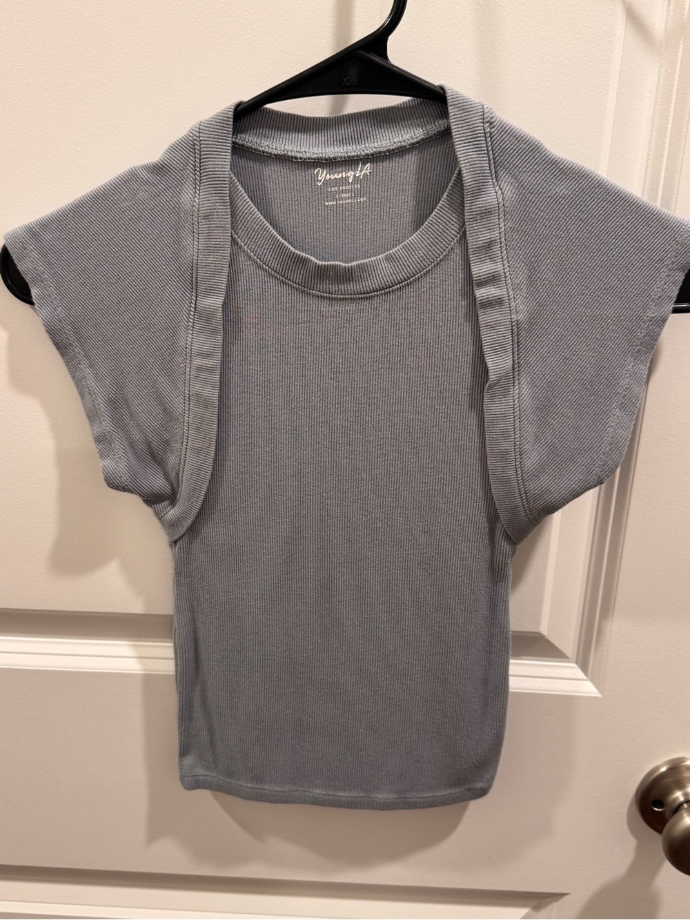 YoungLA ribbed grey cap sleeve top